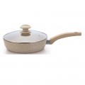Tigaie aluminiu 24 cm interior ceramică 24 cm cu capac sticlă, Grunberg