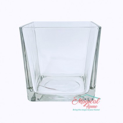 Vas decorativ din sticlă, patrat, 10 x10 cm