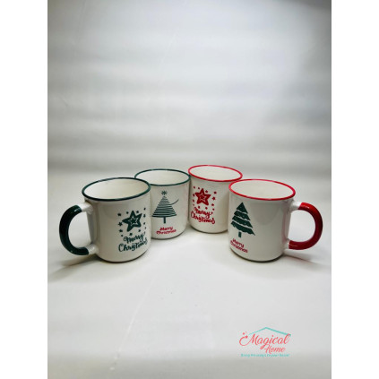 Cană portelan 200ml decor Craciun set 4 bucati