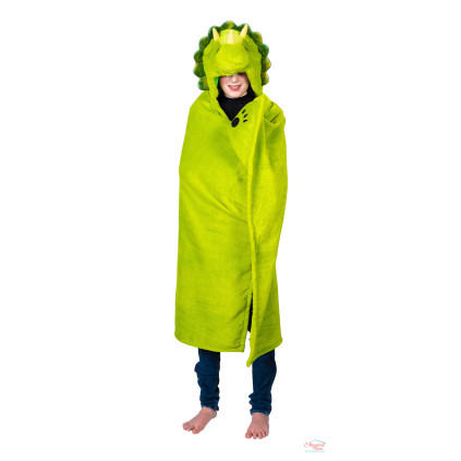 Patura pentru copii, fleece, Dinozaur, 130x100cm, verde