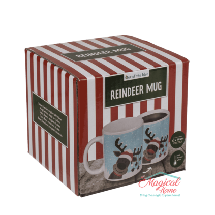 Cana ceramica model Craciun, Ren, cu efect termic, 12x9,5 cm, 330 ml