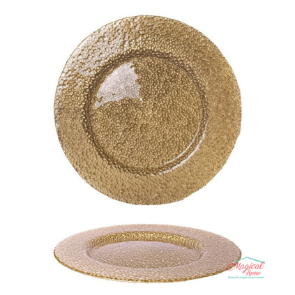 Farfurie sticla 33 cm  Auriu