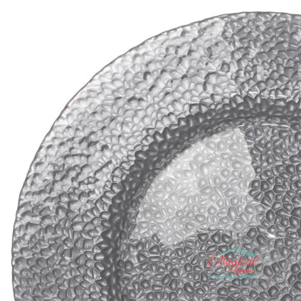 Farfurie sticla 33 cm  Argintiu