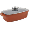 Tava cu capac, din aluminiu turnat, placata cu ceramica marmorata, 32x22x10 cm, 5 l, Grunberg GR1007
