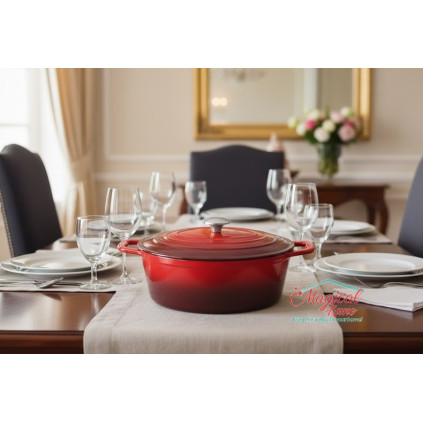 Cratita ovala cu capac din fonta emailata GR86628  Grunberg 28x22 cm  4,0 L