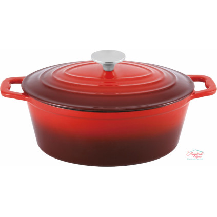 Cratita ovala cu capac din fonta emailata GR86628  Grunberg 28x22 cm  4,0 L