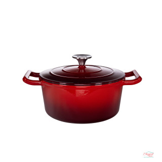 Cratita cu capac, din fonta emailata, 2.85 l, 22 cm, Grunberg GR8622