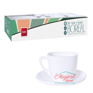 Set cafea Boreal 6 cești cu 6 farfurioare din opal