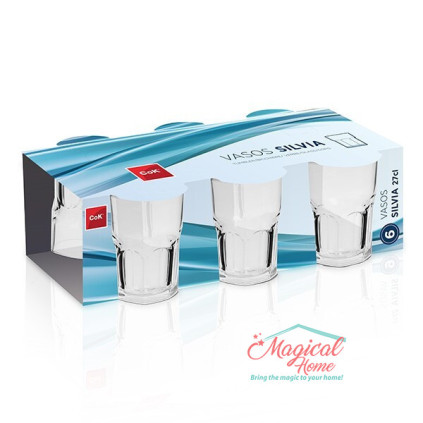 Set 6 pahare apă, din sticlă, transparente 6x270 ml Silvia