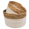 Set 2 cosuri depozitare rotunde din bumbac si margine iarba de mare, 20x15 cm + 16x13 cm
