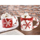 Cana Craciun ceramica steluta 400 ml rosie