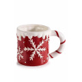 Cana Craciun ceramica steluta 400 ml rosie