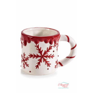 Cana Craciun ceramica steluta 400 ml alba