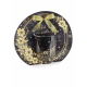 Cana Craciun portelan 300 ml neagra cu auriu , in ambalaj cadou, decor floral