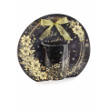 Cana Craciun portelan 300 ml neagra cu auriu , in ambalaj cadou, decor floral