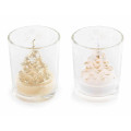 Lumânare  bradut Craciun in pahar sticla, 5,5 cm x H 6,5 cm - 1 bucata