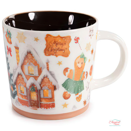 Cana Craciun portelan 350ml, decor turta dulce - 1 bucata