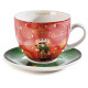 Ceasca Jumbo portelan 450ml decor Craciun, cu farfurie si cutie cadou