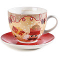 Ceasca Jumbo portelan 450ml decor Craciun, cu farfurie si cutie cadou